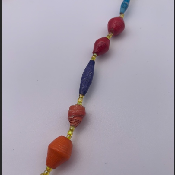 Multicoloured Paper Beaded Necklace - Picture 2 of 3